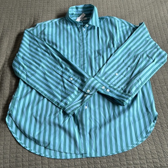nwt madewell boxy button up shirt in stripe - Picture 2 of 10